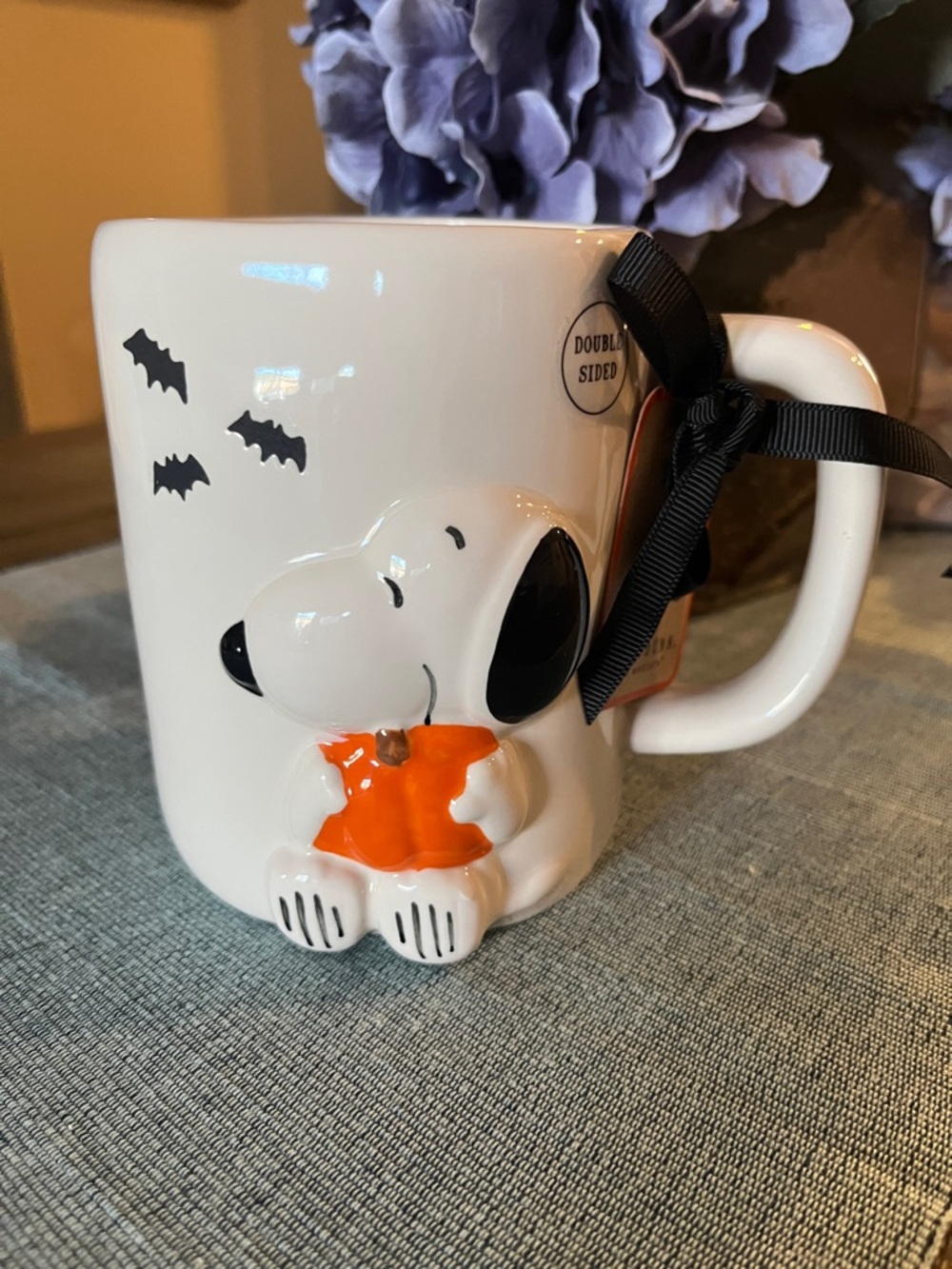 NWT Rae Dunn Snoopy SPOOKY & SWEET 3D Double-Sided Mug